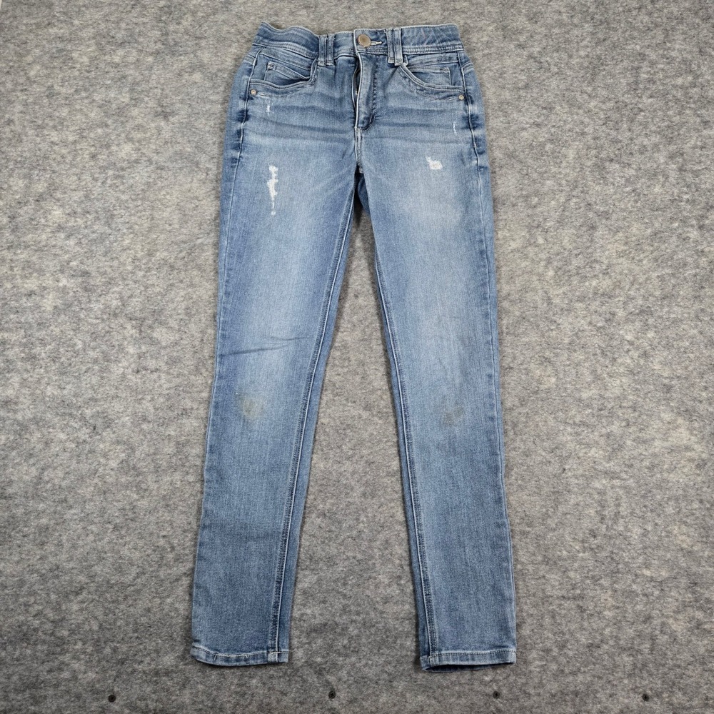Democracy Women Blue Ab Technology Distressed Skinny Jeans 2